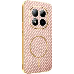 Coque arrière Phonesta Luxury Carbon Fiber avec MagSafe pour Xiaomi Redmi Note 15 Pro Plus / Xiaomi Poco M8 Pro - Rose