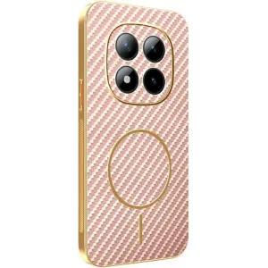 Coque arrière Phonesta Luxury Carbon Fiber avec MagSafe pour Xiaomi Redmi Note 15 Pro Plus / Xiaomi Poco M8 Pro - Rose