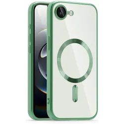 Coque arrière Phonesta Luxury Crystal avec MagSafe pour Apple iPhone 17e/16e - Transparent/Vert foncé