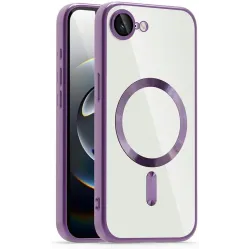 Coque arrière Phonesta Luxury Crystal avec MagSafe pour Apple iPhone 17e/16e - Transparent/Violet foncé