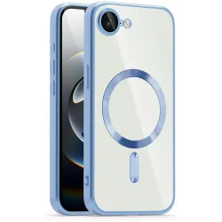 Coque arrière Phonesta Luxury Crystal avec MagSafe pour Apple iPhone 17e/16e - Transparent/Bleu clair