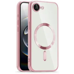Coque arrière Phonesta Luxury Crystal avec MagSafe pour Apple iPhone 17e/16e - Transparent/Rose