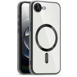 Coque arrière Phonesta Luxury Crystal avec MagSafe pour Apple iPhone 17e/16e - Transparent/Noir