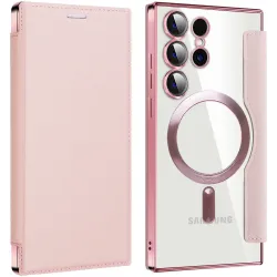 Coque portefeuille Phonesta Luxury Crystal avec MagSafe pour Samsung Galaxy S24 Ultra - Rose