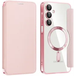Coque portefeuille Phonesta Luxury Crystal avec MagSafe pour Samsung Galaxy A16 - Rose
