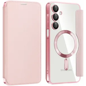 Coque portefeuille Phonesta Luxury Crystal avec MagSafe pour Samsung Galaxy A16 - Rose