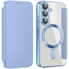 Coque portefeuille Phonesta Luxury Crystal avec MagSafe pour Samsung Galaxy S25/S24 - Bleu clair