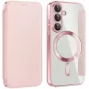 Coque portefeuille Phonesta Luxury Crystal avec MagSafe pour Samsung Galaxy S25/S24 - Rose