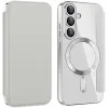 Coque portefeuille Phonesta Luxury Crystal avec MagSafe pour Samsung Galaxy S25 Plus/S24 Plus - Argent