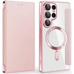 Coque portefeuille Phonesta Luxury Crystal avec MagSafe pour Samsung Galaxy S25 Ultra - Rose