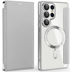 Coque portefeuille Phonesta Luxury Crystal avec MagSafe pour Samsung Galaxy S25 Ultra - Argent