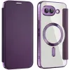 Coque portefeuille Phonesta Luxury Crystal avec MagSafe pour Google Pixel 9a - Violet foncé