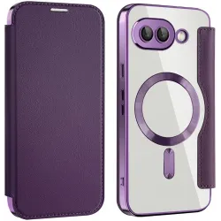 Coque portefeuille Phonesta Luxury Crystal avec MagSafe pour Google Pixel 9a - Violet foncé