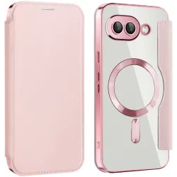 Coque portefeuille Phonesta Luxury Crystal avec MagSafe pour Google Pixel 9a - Rose