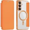 Coque portefeuille Phonesta Luxury Crystal avec MagSafe pour Samsung Galaxy S26 - Orange 0