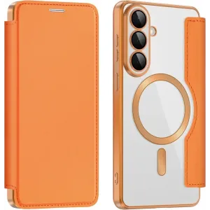 Coque portefeuille Phonesta Luxury Crystal avec MagSafe pour Samsung Galaxy S26 - Orange