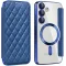 Coque portefeuille Phonesta Luxury Crystal Puffed avec MagSafe pour Samsung Galaxy S24 FE - Bleu foncé