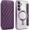 Coque portefeuille Phonesta Luxury Crystal Puffed avec MagSafe pour Samsung Galaxy S24 FE - Violet foncé