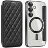 Coque portefeuille Phonesta Luxury Crystal Puffed avec MagSafe pour Samsung Galaxy S24 FE - Noir