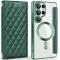 Coque portefeuille Phonesta Luxury Crystal Puffed avec MagSafe pour Samsung Galaxy S25 Ultra - Vert foncé
