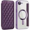 Coque portefeuille Phonesta Luxury Crystal Puffed avec MagSafe pour Apple iPhone 17e/16e - Violet foncé