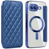 Coque portefeuille Phonesta Luxury Crystal Puffed avec MagSafe pour Google Pixel 9a - Bleu foncé