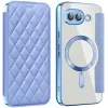 Coque portefeuille Phonesta Luxury Crystal Puffed avec MagSafe pour Google Pixel 9a - Bleu clair