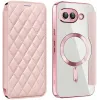 Coque portefeuille Phonesta Luxury Crystal Puffed avec MagSafe pour Google Pixel 9a - Rose