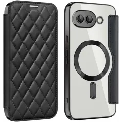 Coque portefeuille Phonesta Luxury Crystal Puffed avec MagSafe pour Google Pixel 9a - Noir