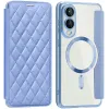 Coque portefeuille Phonesta Luxury Crystal Puffed avec MagSafe pour Samsung Galaxy S25 Edge - Bleu clair