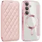 Coque portefeuille Phonesta Luxury Crystal Puffed avec MagSafe pour Samsung Galaxy A36/A56 - Rose