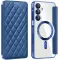 Coque portefeuille Phonesta Luxury Crystal Puffed avec MagSafe pour Samsung Galaxy A16 - Bleu foncé