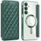 Coque portefeuille Phonesta Luxury Crystal Puffed avec MagSafe pour Samsung Galaxy A16 - Vert foncé