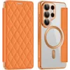 Coque portefeuille Phonesta Luxury Crystal Puffed avec MagSafe pour Samsung Galaxy S26 Ultra - Orange
