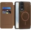 Coque portefeuille Phonesta Luxury Leather avec MagSafe pour Samsung Galaxy S25 Edge - Marron foncé 2
