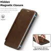 Coque portefeuille Phonesta Luxury Leather avec MagSafe pour Samsung Galaxy S25 Edge - Marron foncé 5