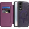 Coque portefeuille Phonesta Luxury Leather avec MagSafe pour Samsung Galaxy S25 Edge - Violet foncé 2