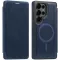 Coque portefeuille Phonesta Luxury Leather avec MagSafe pour Samsung Galaxy S25 Ultra - Bleu foncé
