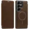 Coque portefeuille Phonesta Luxury Leather avec MagSafe pour Samsung Galaxy S25 Ultra - Marron foncé