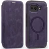 Coque portefeuille Phonesta Luxury Leather avec MagSafe pour Google Pixel 9a - Violet foncé