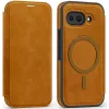 Coque portefeuille Phonesta Luxury Leather avec MagSafe pour Google Pixel 9a - Marron clair