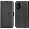 Coque portefeuille Phonesta Litchi Skin pour Xiaomi Poco X7 Pro - Noir