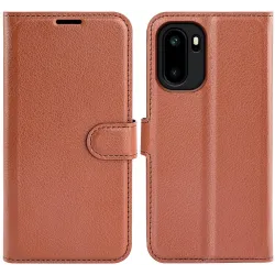 Coque portefeuille Phonesta Litchi Skin pour OnePlus 15R - Marron