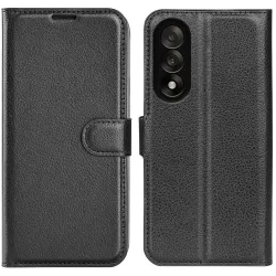 Coque portefeuille Phonesta Litchi Skin pour OnePlus Nord 5 - Noir