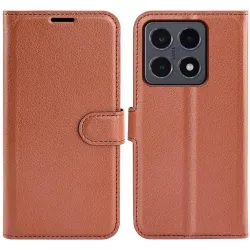 Coque portefeuille Phonesta Litchi Skin pour Xiaomi 15T - Marron
