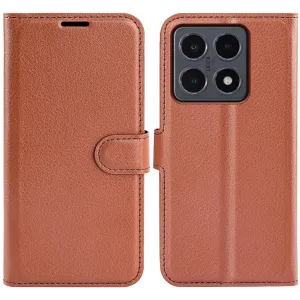 Coque portefeuille Phonesta Litchi Skin pour Xiaomi 15T - Marron