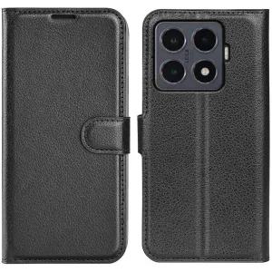 Coque portefeuille Phonesta Litchi Skin pour Xiaomi 15T Pro - Noir