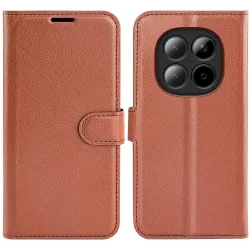 Coque portefeuille Phonesta Litchi Skin pour Xiaomi Redmi Note 15 4G/5G / Xiaomi Poco M8 - Marron