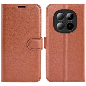 Coque portefeuille Phonesta Litchi Skin pour Xiaomi Redmi Note 15 Pro 5G - Marron