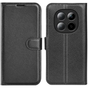 Coque portefeuille Phonesta Litchi Skin pour Xiaomi Redmi Note 15 Pro Plus / Xiaomi Poco M8 Pro - Noir